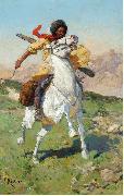 Franz Roubaud The caucasian warrior painting